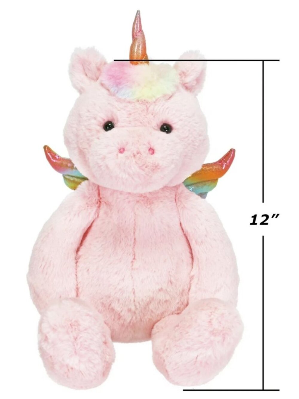 KID Connection 12 Inch Soft Plush Pink Unicorn With Rainbow Trim NEW